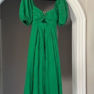 NWT House of Harlow puffer sleeve linen dress